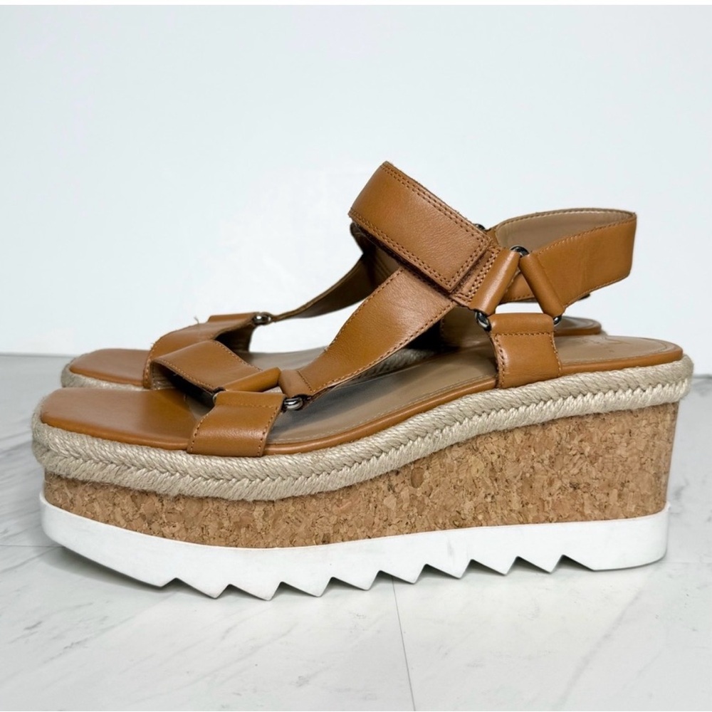 Marc Fisher Gylian Square Toe Cork Platform Wedge Sandal 8 1/2 M